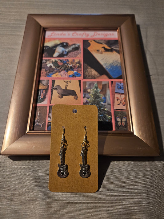 Metal Earrings (Hook) - Guitars #347