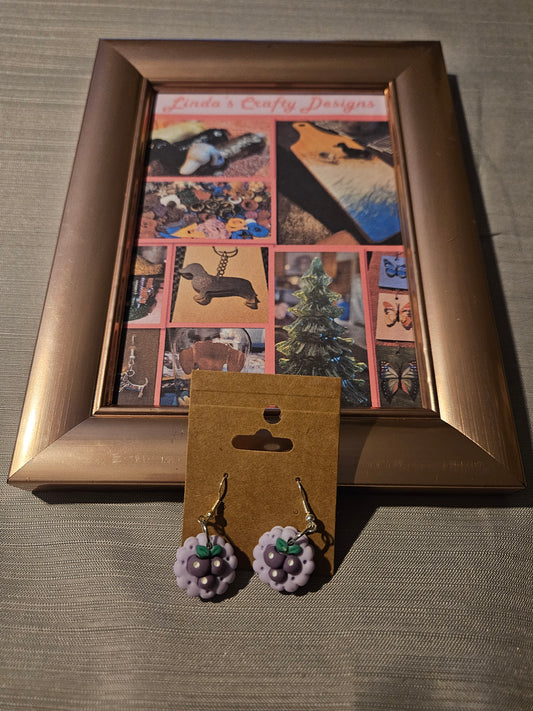 Metal Earrings (Hook) - Purple Cookies #367
