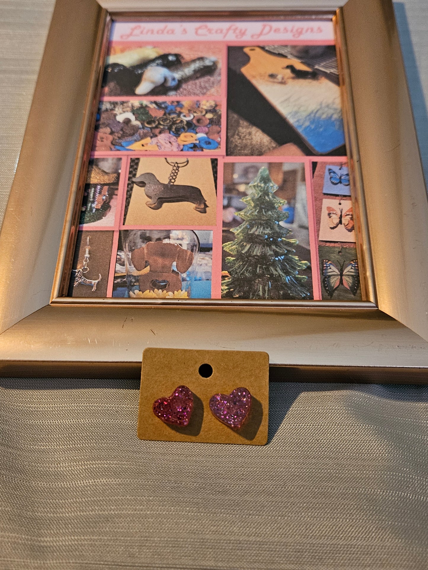 Resin/Metal Earrings (Posts) - Pink Hearts #410. 411. 412