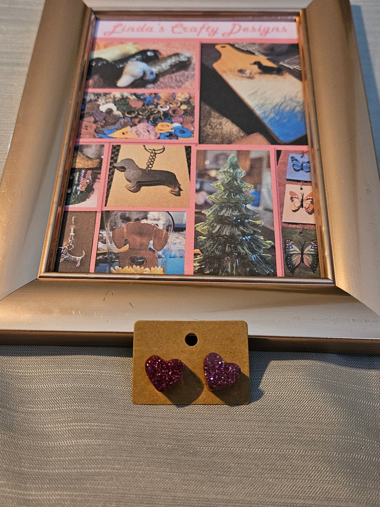 Resin/Metal Earrings (Posts) - Pink Hearts #410. 411. 412