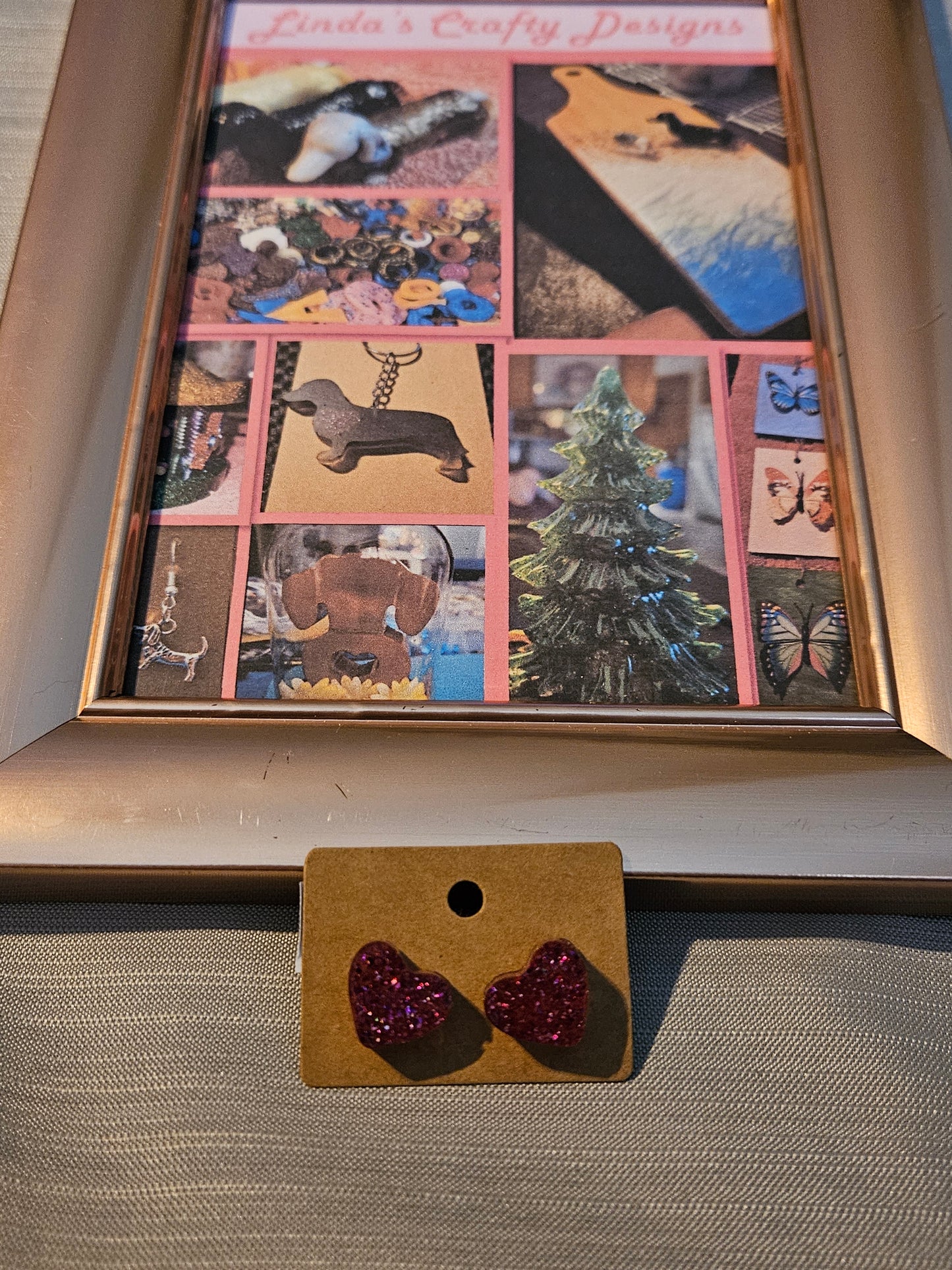 Resin/Metal Earrings (Posts) - Pink Hearts #410. 411. 412