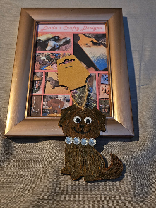 Wood Ornament - Puppy - Brown #782. 783