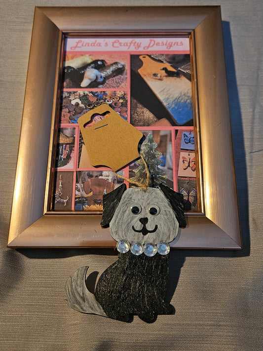 Wood Ornament - Puppy - Black and White #784. 785