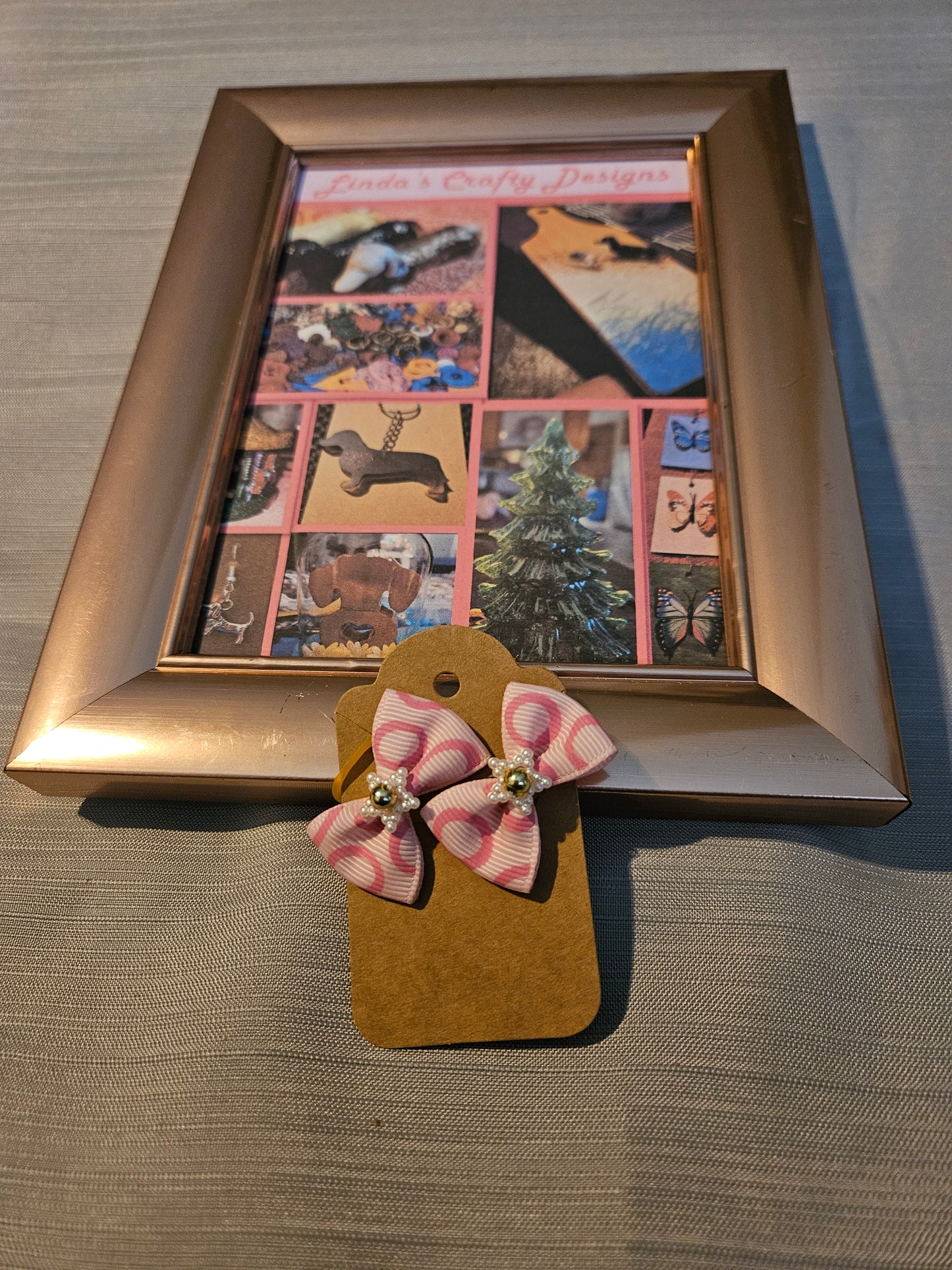 Doggy Hair Bows - Pink Circles #823