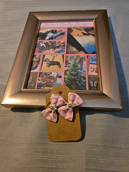 Doggy Hair Bows - Pink Circles #823