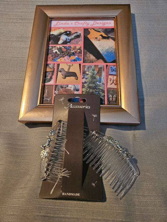Metal/Plastic Hair Comb - Paws and Doxie #817