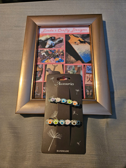 Metal Barrettes - Paw Prints #811