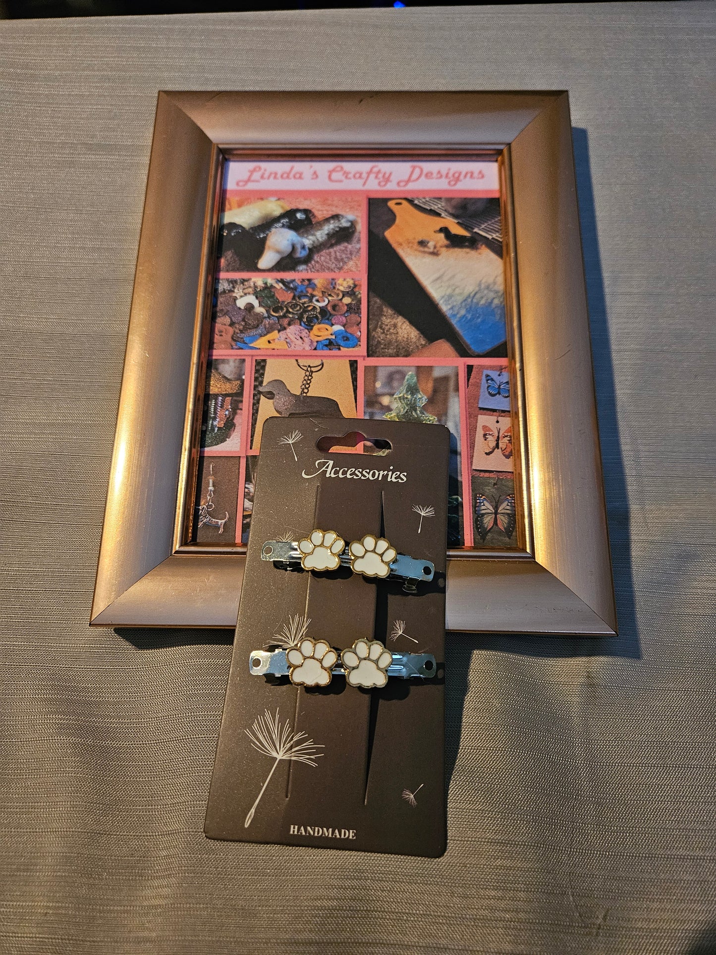 Metal Barrettes - White Paw Prints #809