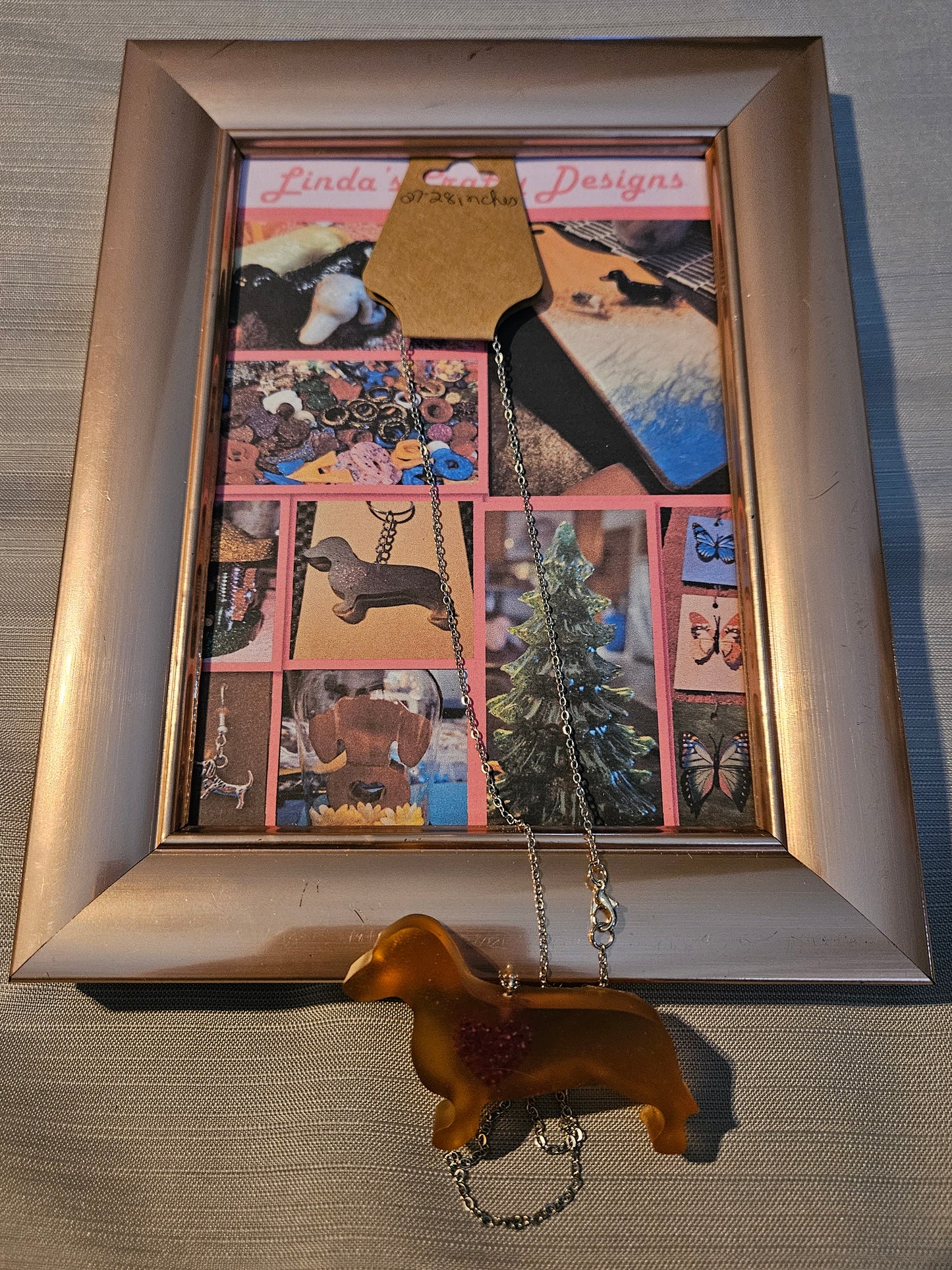 Resin/Metal Necklace - Dachshund Light #696,(#697 sold)