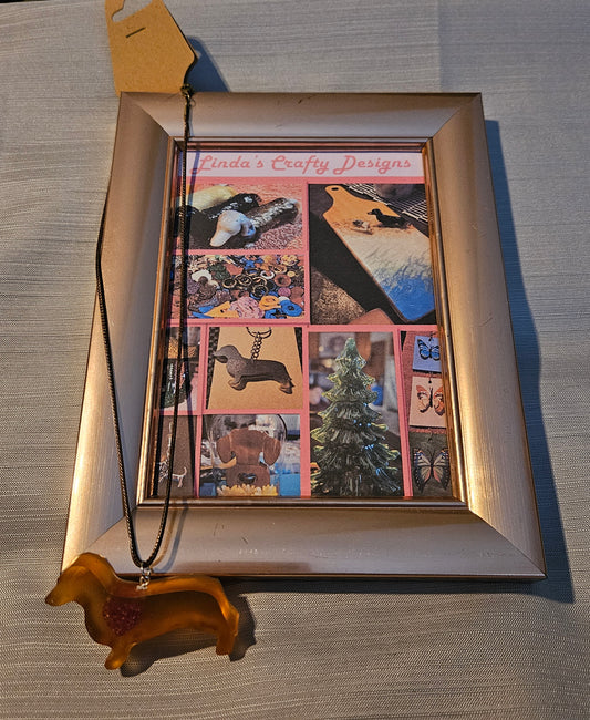 Resin/Leather Rope Necklace - Heart of a Dachshund #681
