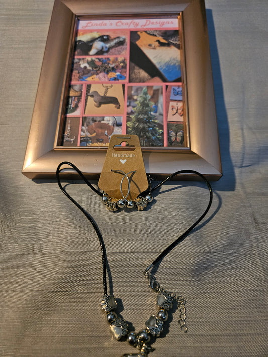 Metal Jewelry Sets - 2 Pieces - Necklace, and Hoop Earrings #668
