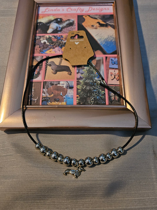 Leather Rope/Metal Necklace - Silver Dox #692. 693