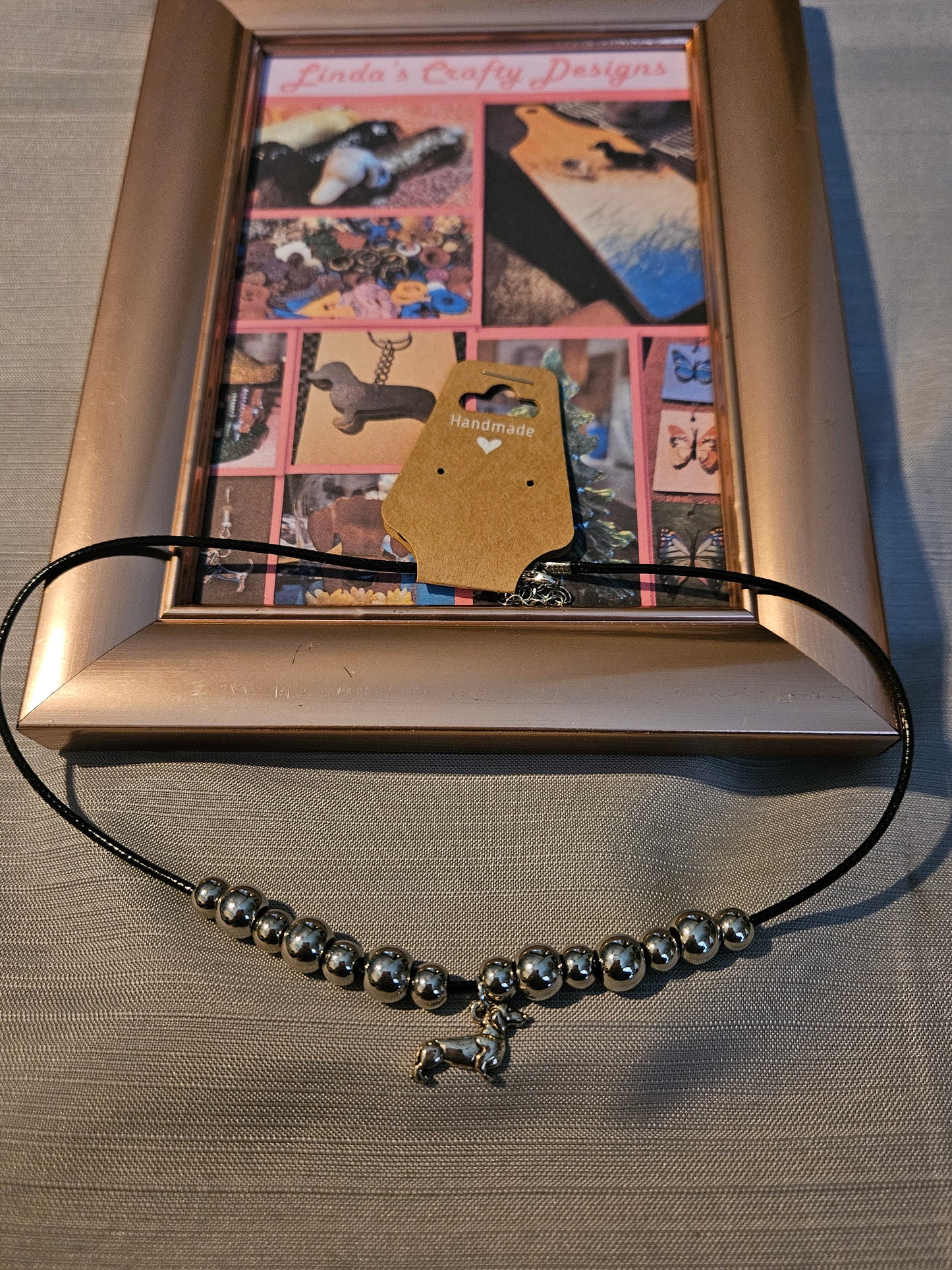 Leather Rope/Metal Necklace - Silver Dox #692. 693