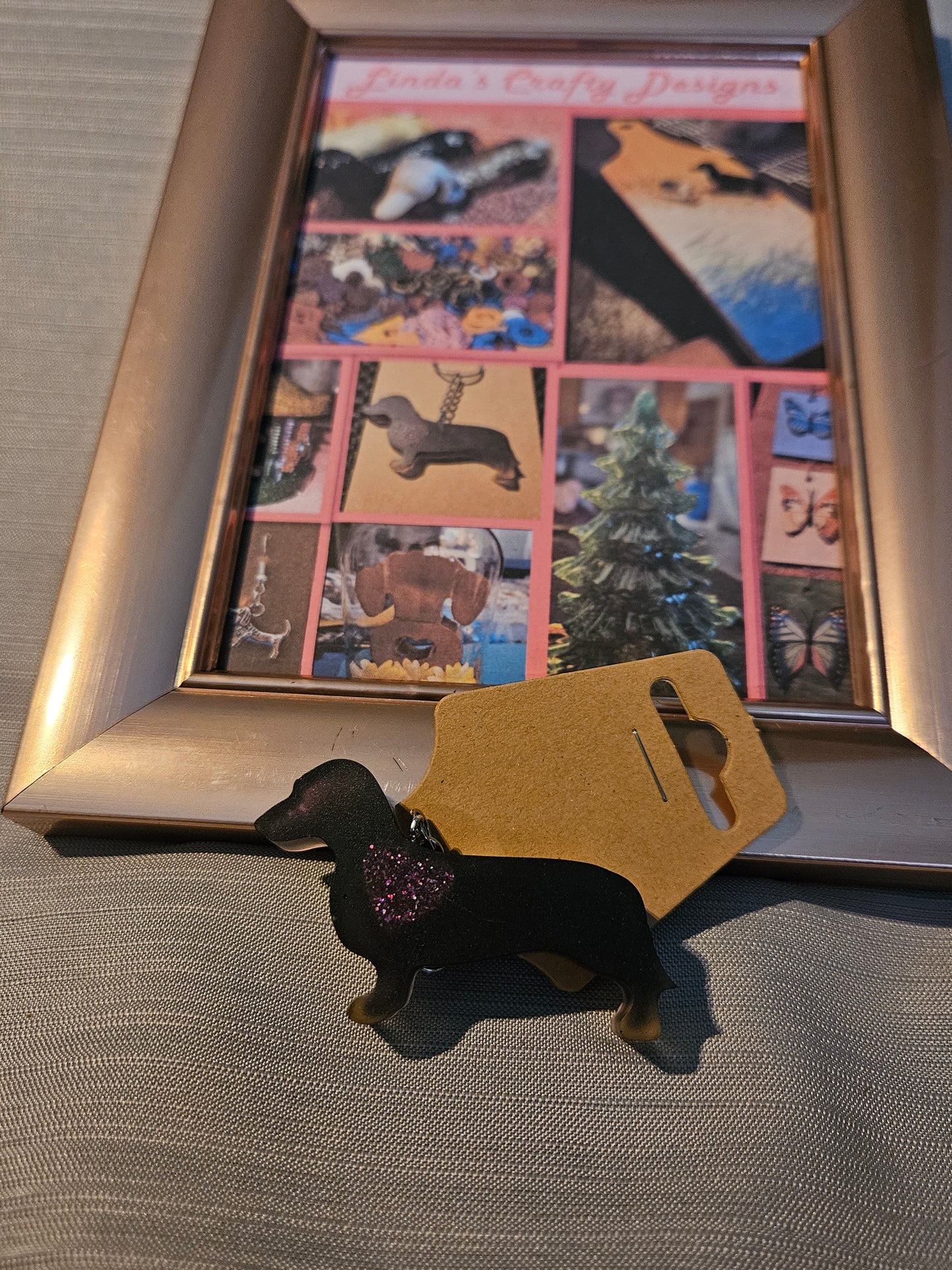 Resin Keychain - Heart of a Dachshund  - Dark Brown #718. 719. 720