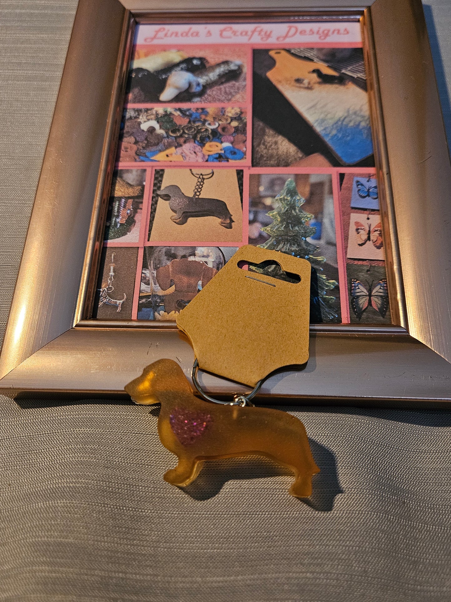 Resin Keychain - Heart of a Dachshund  - Light Brown #714. 715. 716. 717