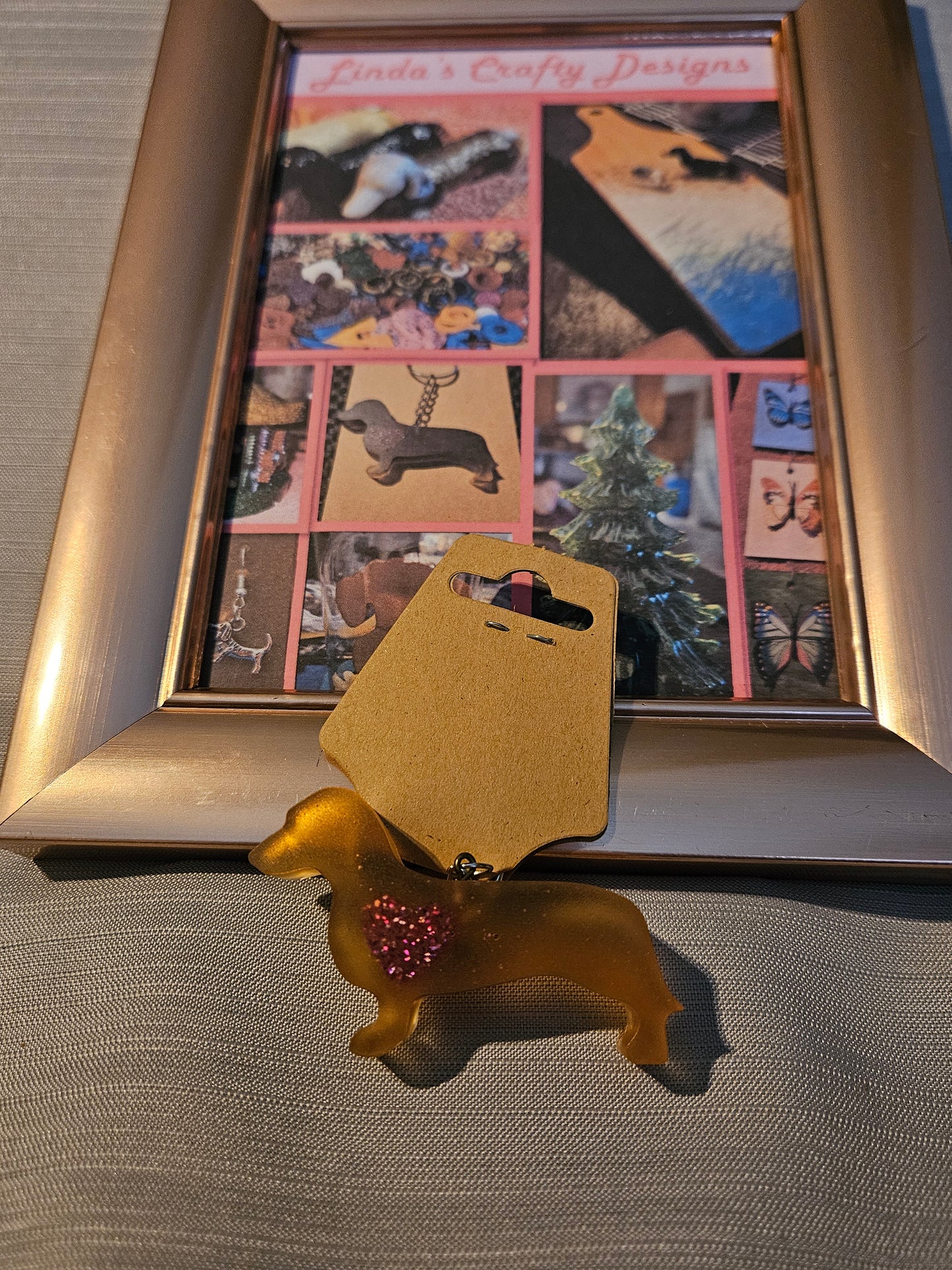 Resin Keychain - Heart of a Dachshund  - Light Brown #714. 715. 716. 717