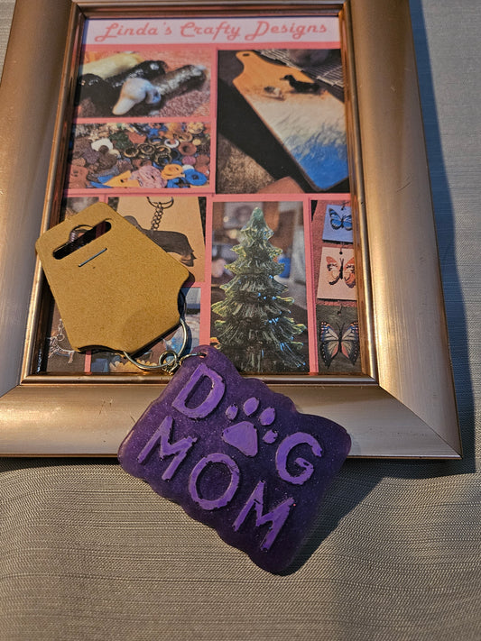 Resin Keychain - Purple Dog Mom (Marked Down) #707. 708