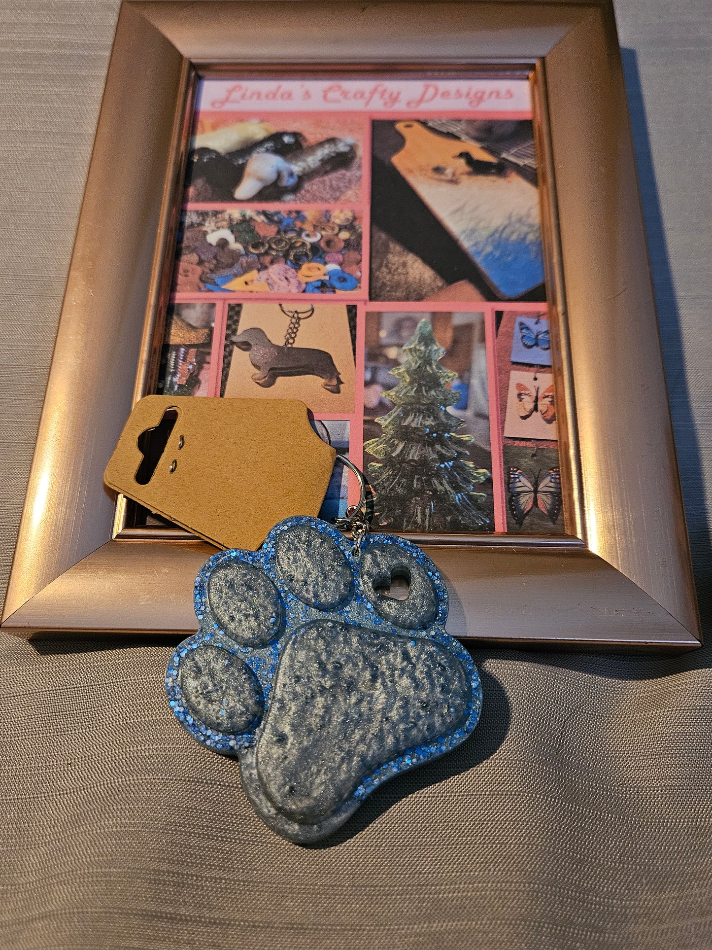 Resin Keychain - Blue and Purple Pawprint #751