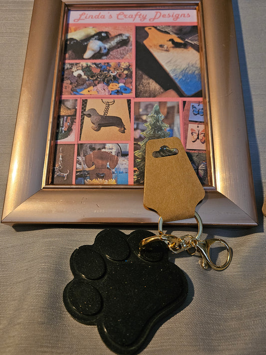 Resin Keychain - Black Pawprint #752