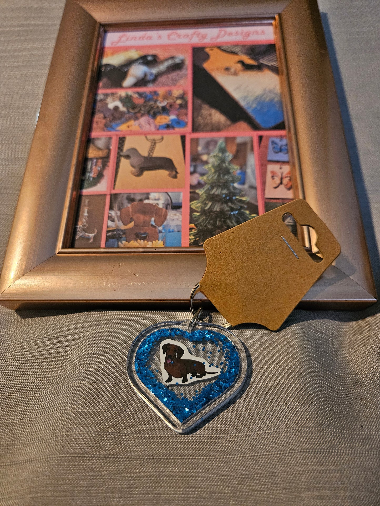 Plastic Keychain - Blue Sparkle Doxie #755