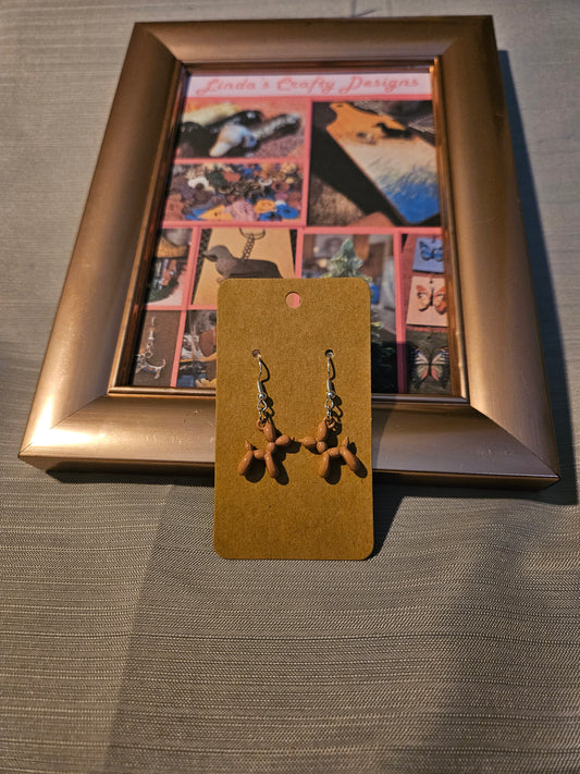 Metal Earrings (Hook) - Balloon Dogs - Orange #1150