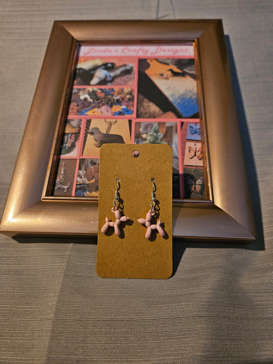 Metal Earrings (Hook) - Balloon Dogs - Pink #1138