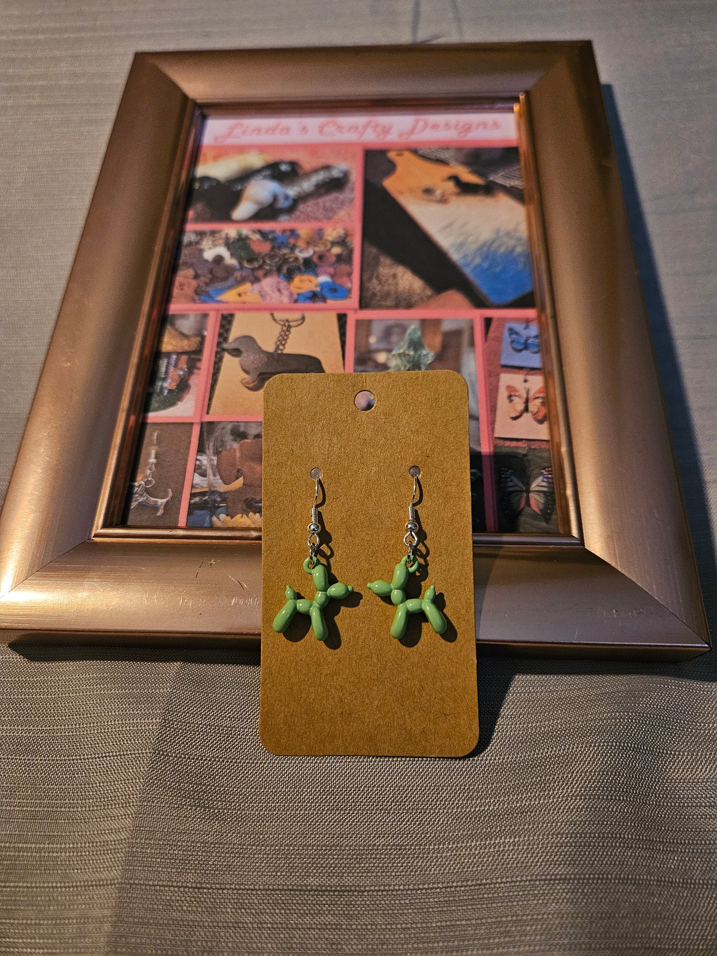Metal Earrings (Hook) - Balloon Dogs - Green #1139