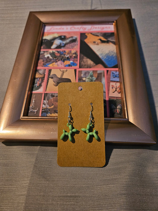 Metal Earrings (Hook) - Balloon Dogs - Green #1139