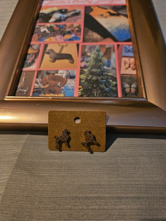 Metal Earrings (Posts) - Poodles #1082