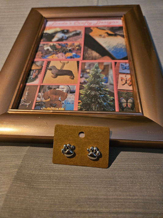 Metal Earrings (Posts) - Silver Paws #1093