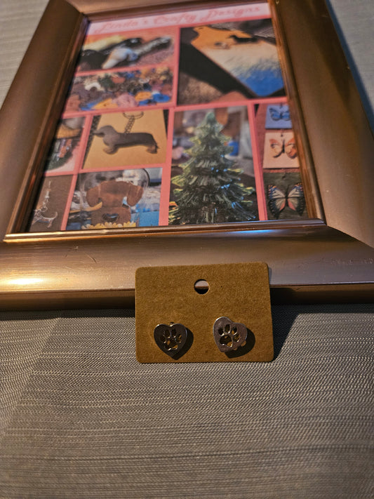 Metal Earrings (Posts) - Paws in Hearts #1084
