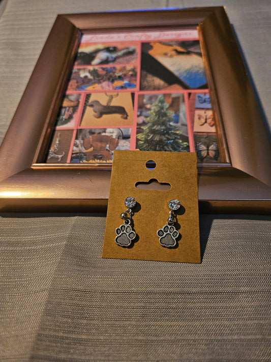Metal Earrings (Studs) - Paw Prints 2 #1076