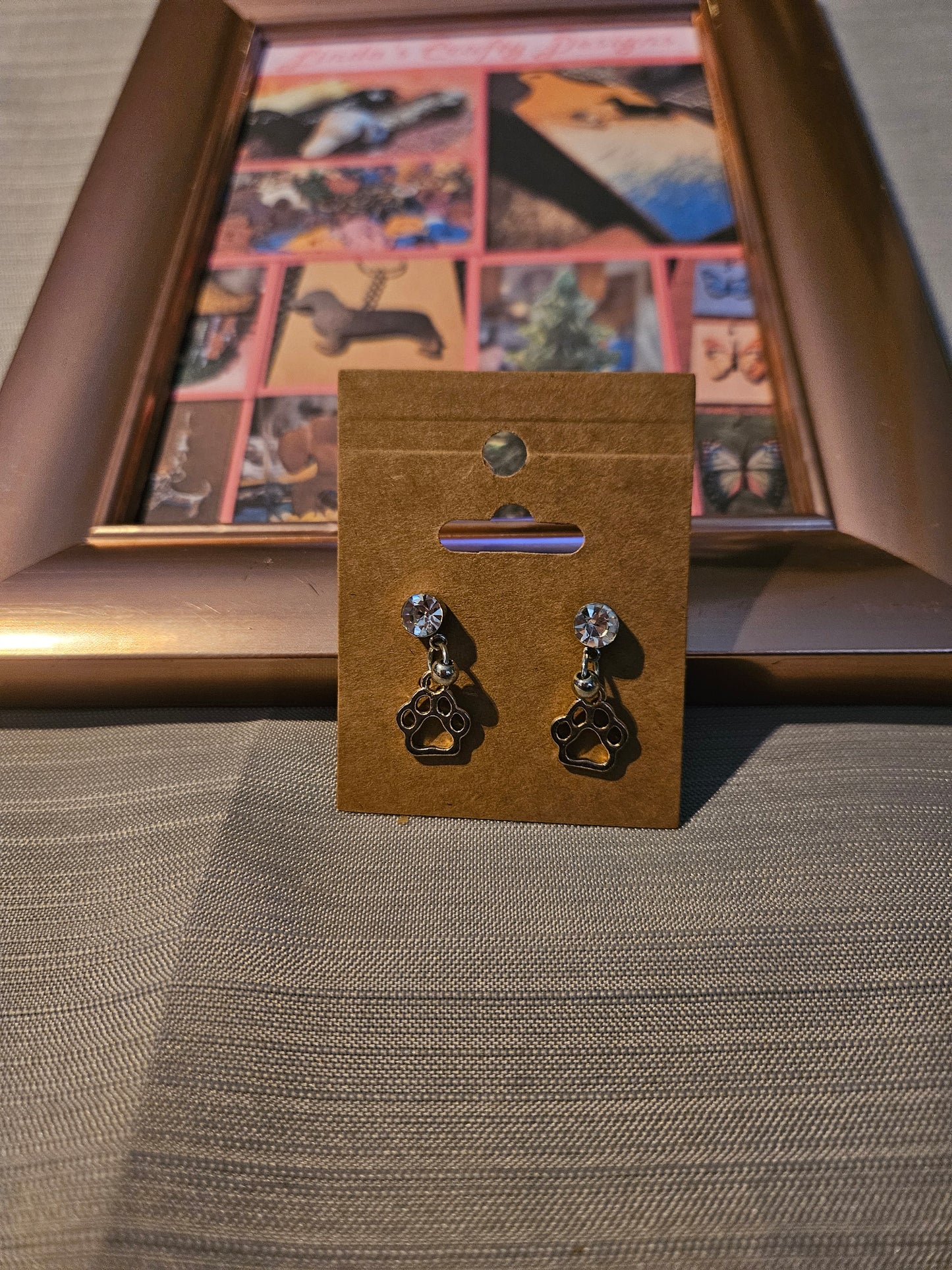 Metal Earrings (Studs) - Paw Prints #1077