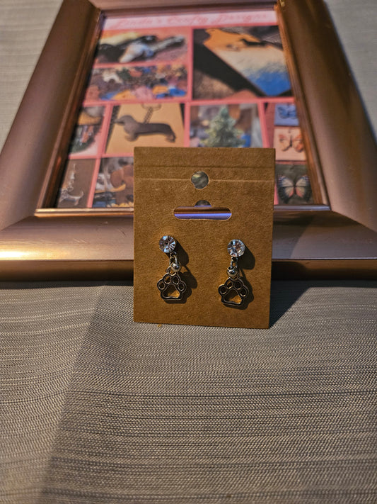 Metal Earrings (Studs) - Paw Prints #1077