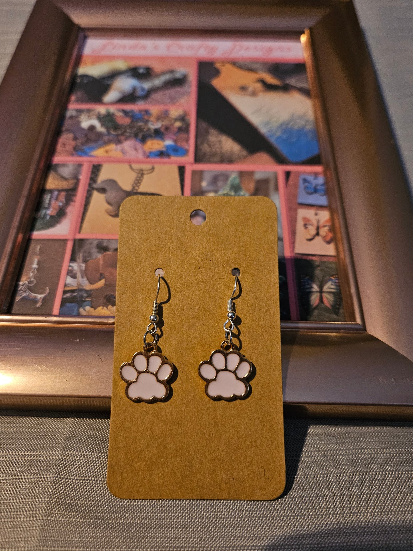 Metal Earrings (Hook) -  Pink Paws #1156. 1157. 1158