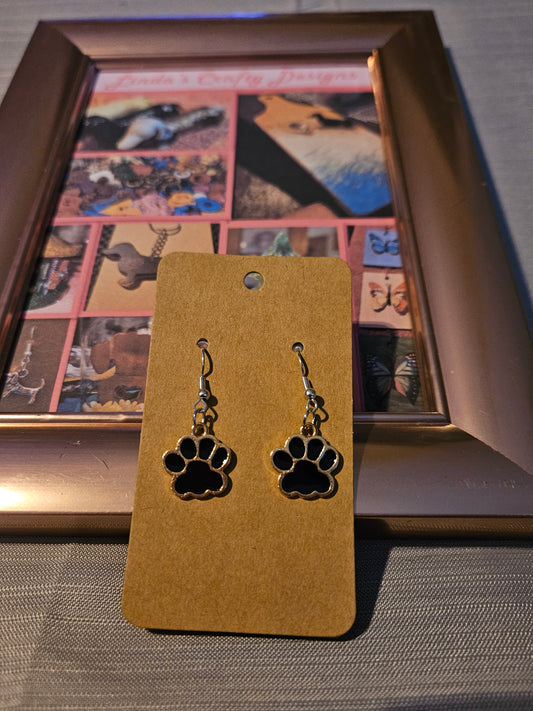 Metal Earrings (Hook) -  Black Paws #1165