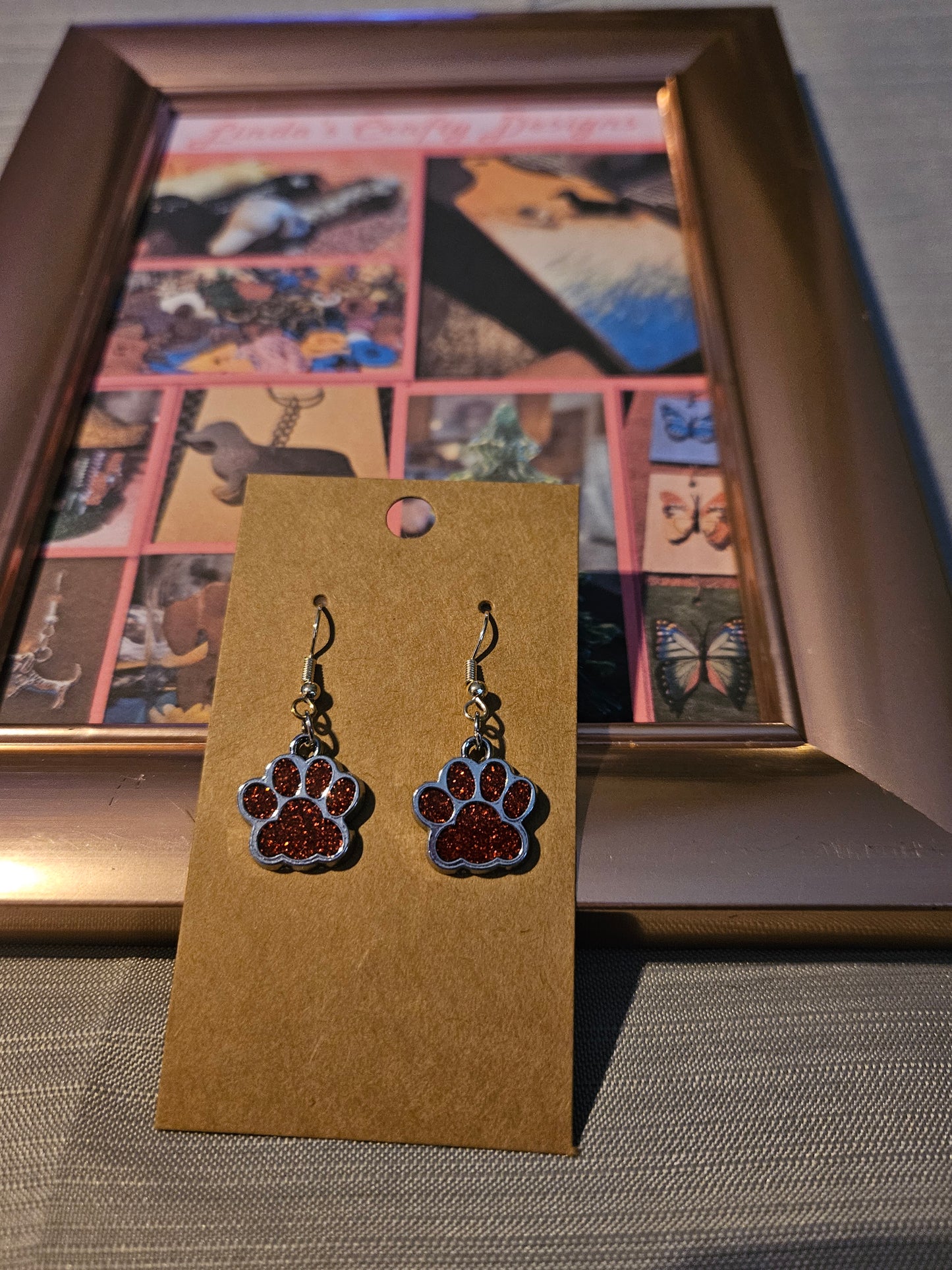 Metal Earrings (Hook) -  Red Paws #1154