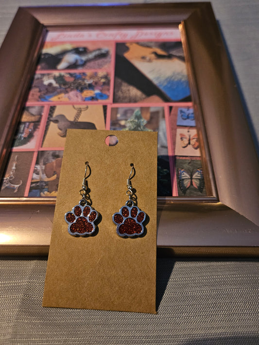 Metal Earrings (Hook) -  Red Paws #1154