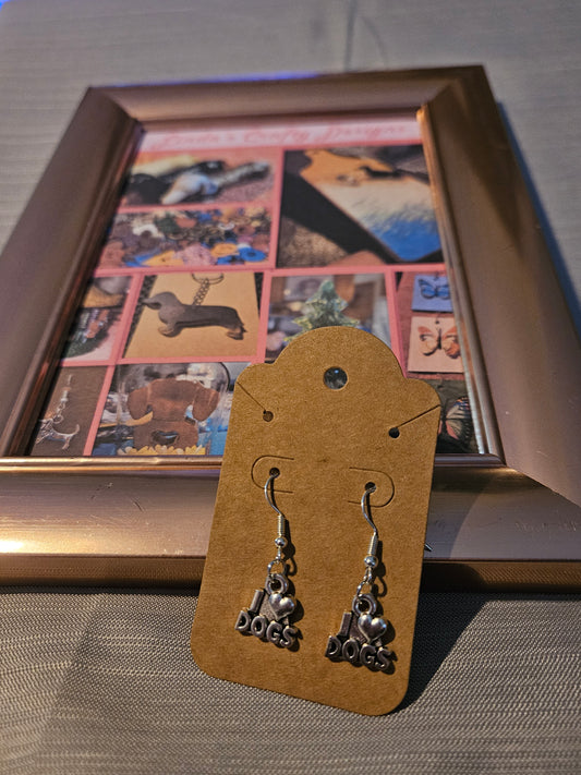 Metal Earrings (Hook) -  I Love Dogs #1179, 1180