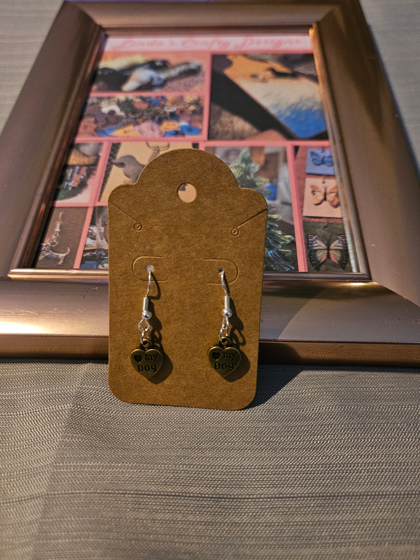 Metal Earrings (Hook) - Bronze I Love my Dog #1132