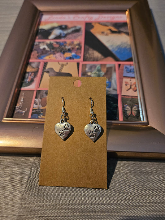 Metal Earrings (Hook) - Pawprints on My Heart #1116