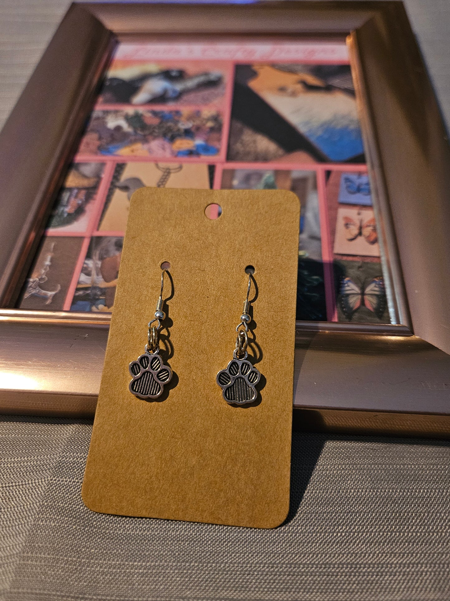 Metal Earrings (Hook) - Solid Pawprints 4b #1103. 1104. 1105