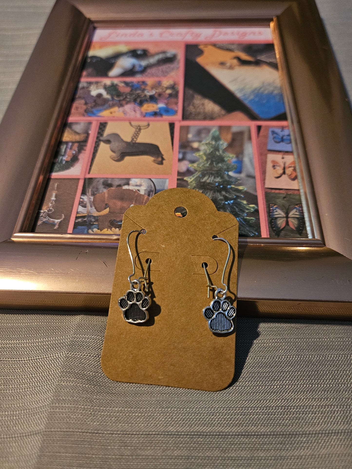 Metal Earrings (Hook) - Solid Pawprints 4a #1106