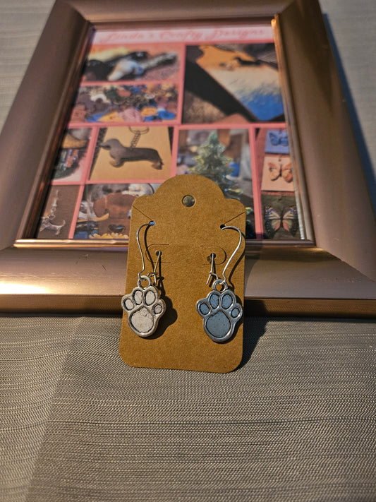 Metal Earrings (Hook) - Solid Pawprints 3 #1107