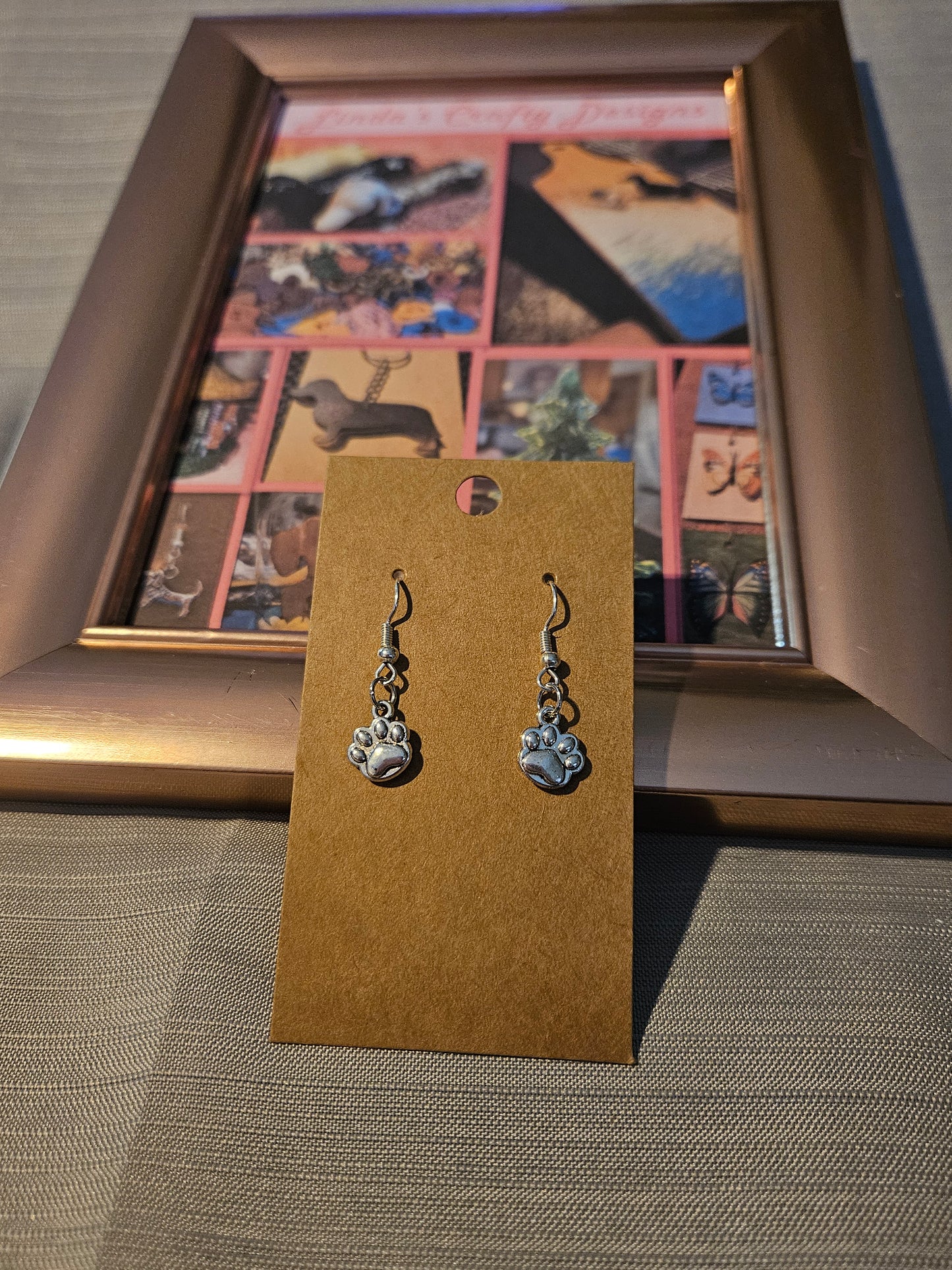 Metal Earrings (Hook) - Solid Pawprints 2 #1108. 1109