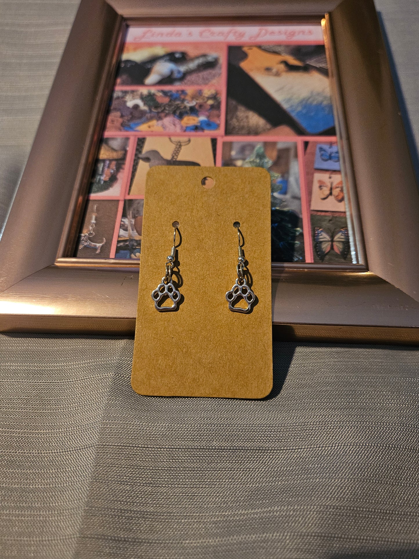 Metal Earrings (Hook) - Hollow Pawprints #1119. 1120. (#1121 sold). 1122