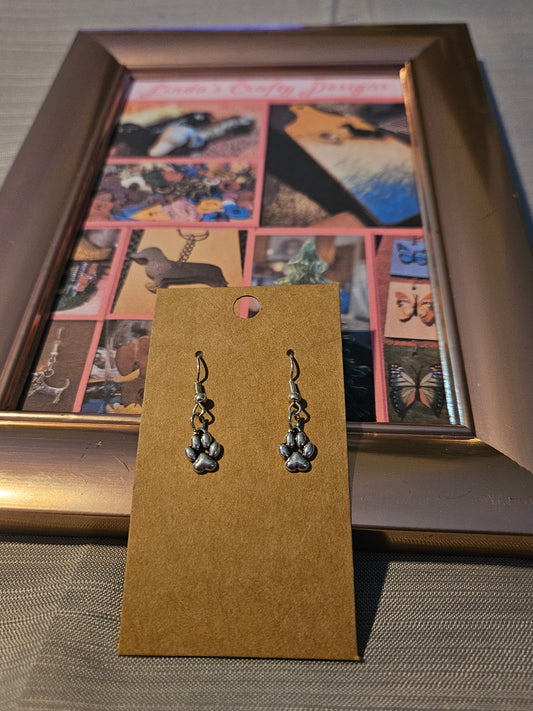 Metal Earrings (Hook) - Solid Pawprints #1114. 1115