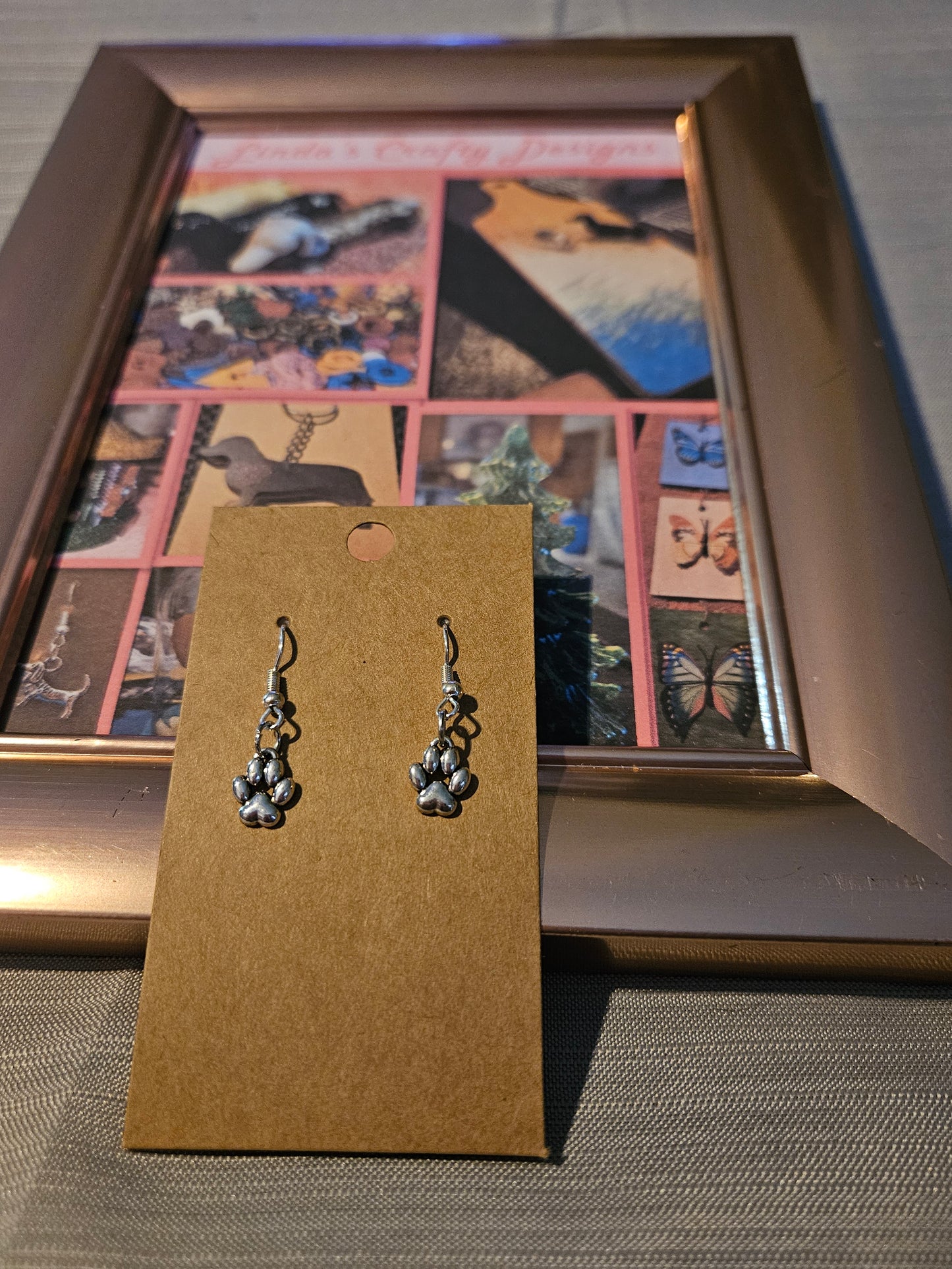 Metal Earrings (Hook) - Solid Pawprints #1114. 1115
