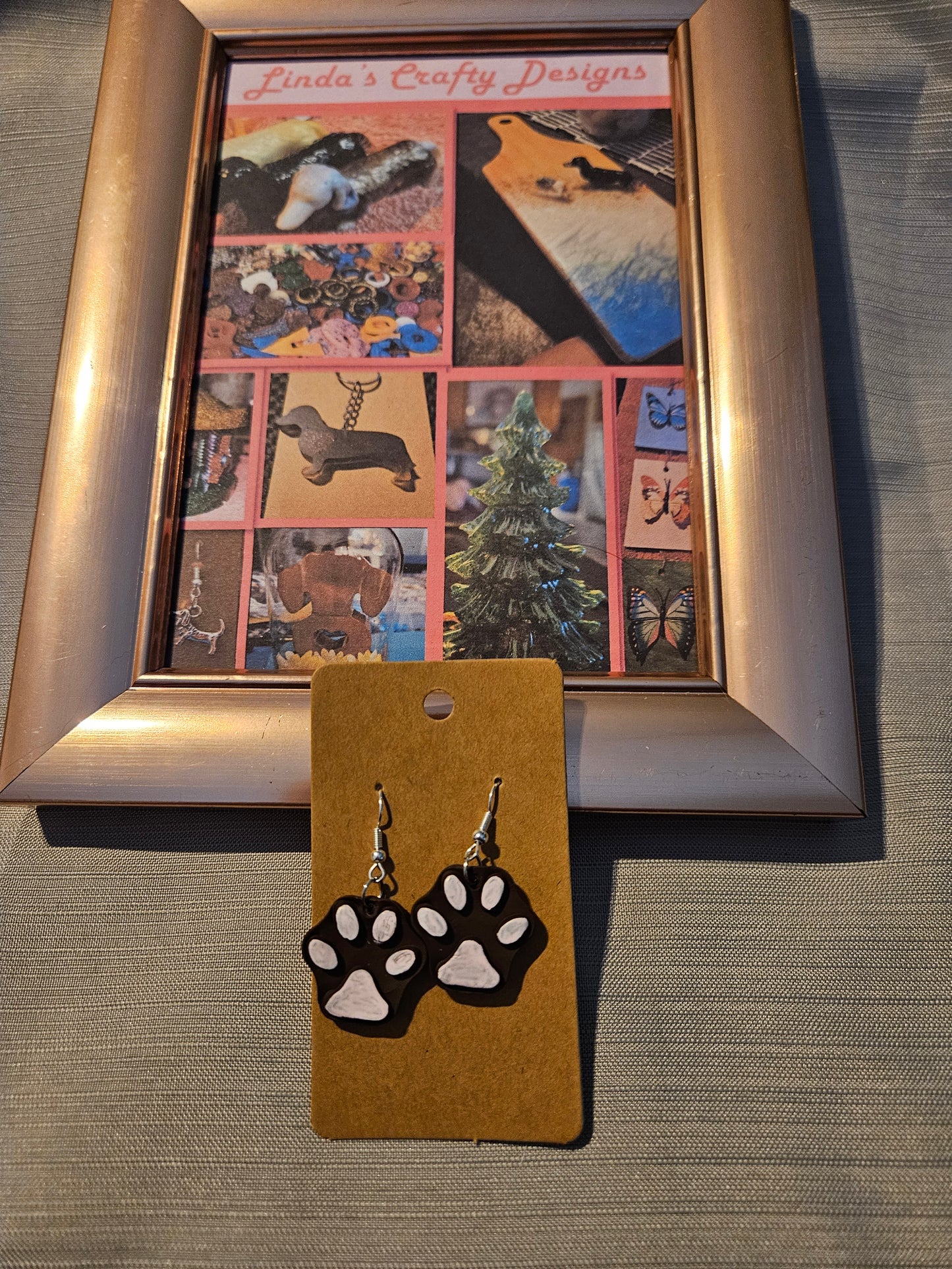 Polymer Clay/Metal Earrings (Hook) Paw Prints #1068