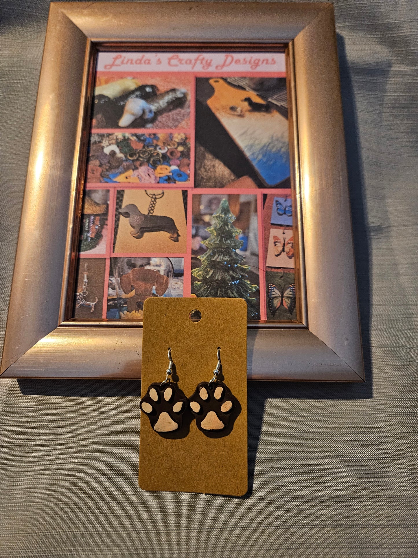 Polymer Clay/Metal Earrings (Hook) Paw Prints #1070
